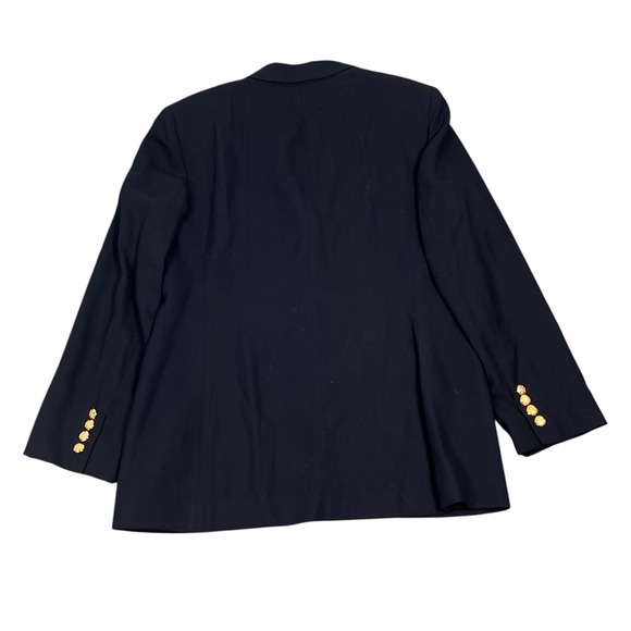 Lauren Ralph Lauren Blazer Womens 12 Navy Blue Wool Crest Gold Button Preppy - Picture 2 of 7